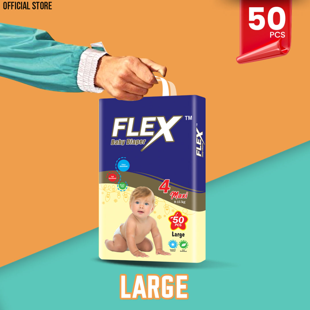 Flex Baby Diaper – Size 4, Large – 50 Pcs