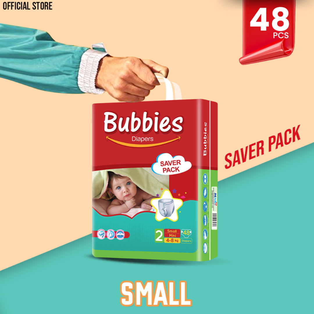 Bubbies Saver Pack Baby Diaper – Size 2, Small – 48 Pcs
