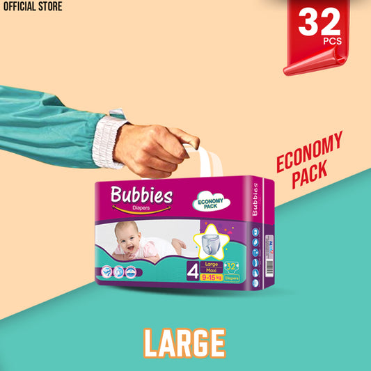 Bubbies Economy Pack Baby Diaper – Size 4, Large – 32 Pcs