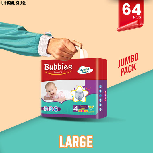 Bubbies Jumbo Pack Baby Diaper – Size 4, Large – 64 Pcs