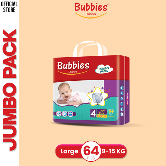 Bubbies Jumbo Pack Baby Diaper – Size 4, Large – 64 Pcs