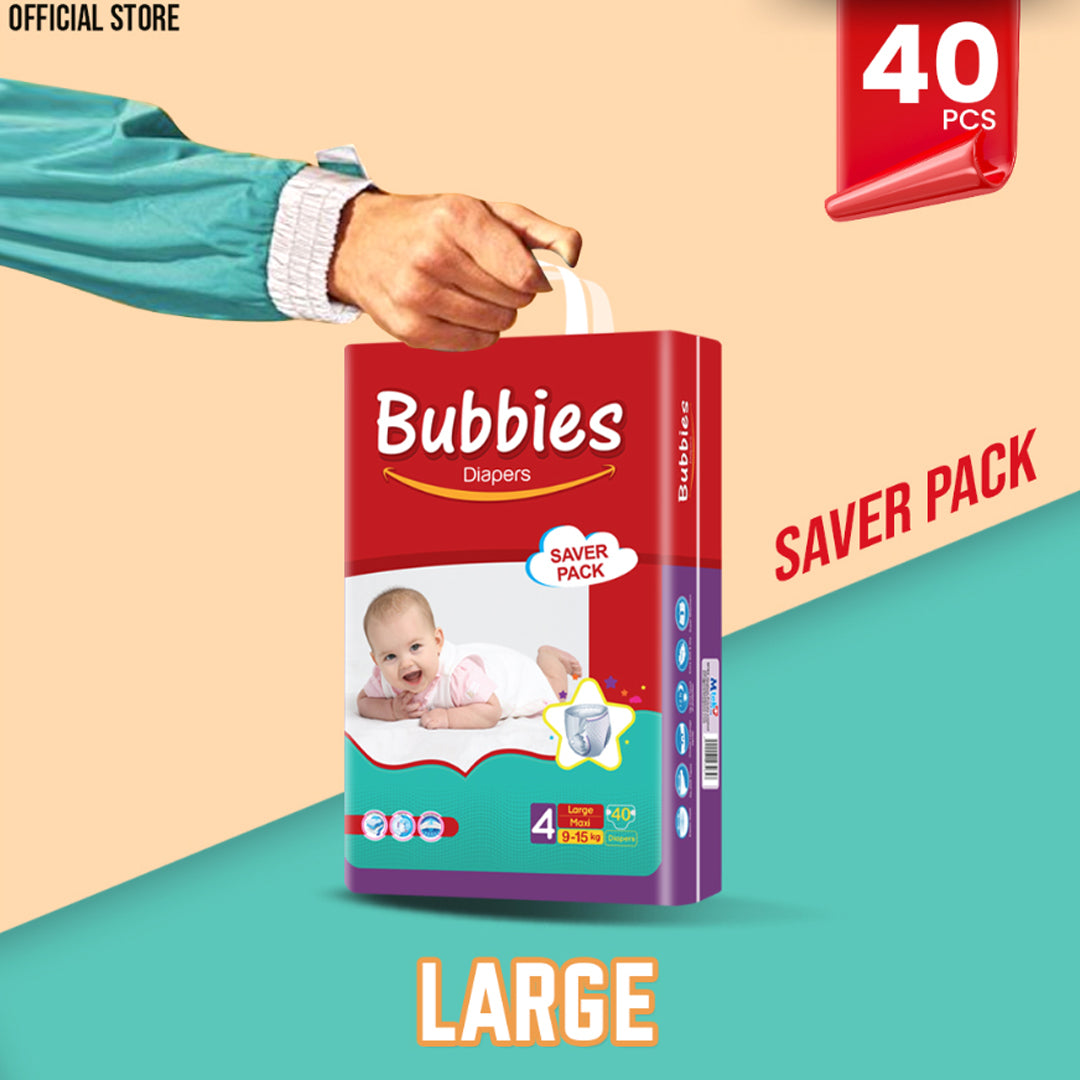 Bubbies Saver Pack Baby Diaper – Size 4, Large – 40 Pcs
