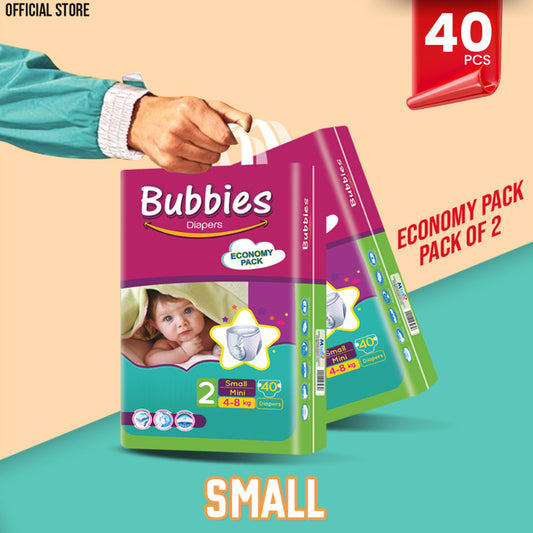 Bubbies Economy Pack Baby Diaper – Size 2, Small – 40 Pcs (Pack of 2)