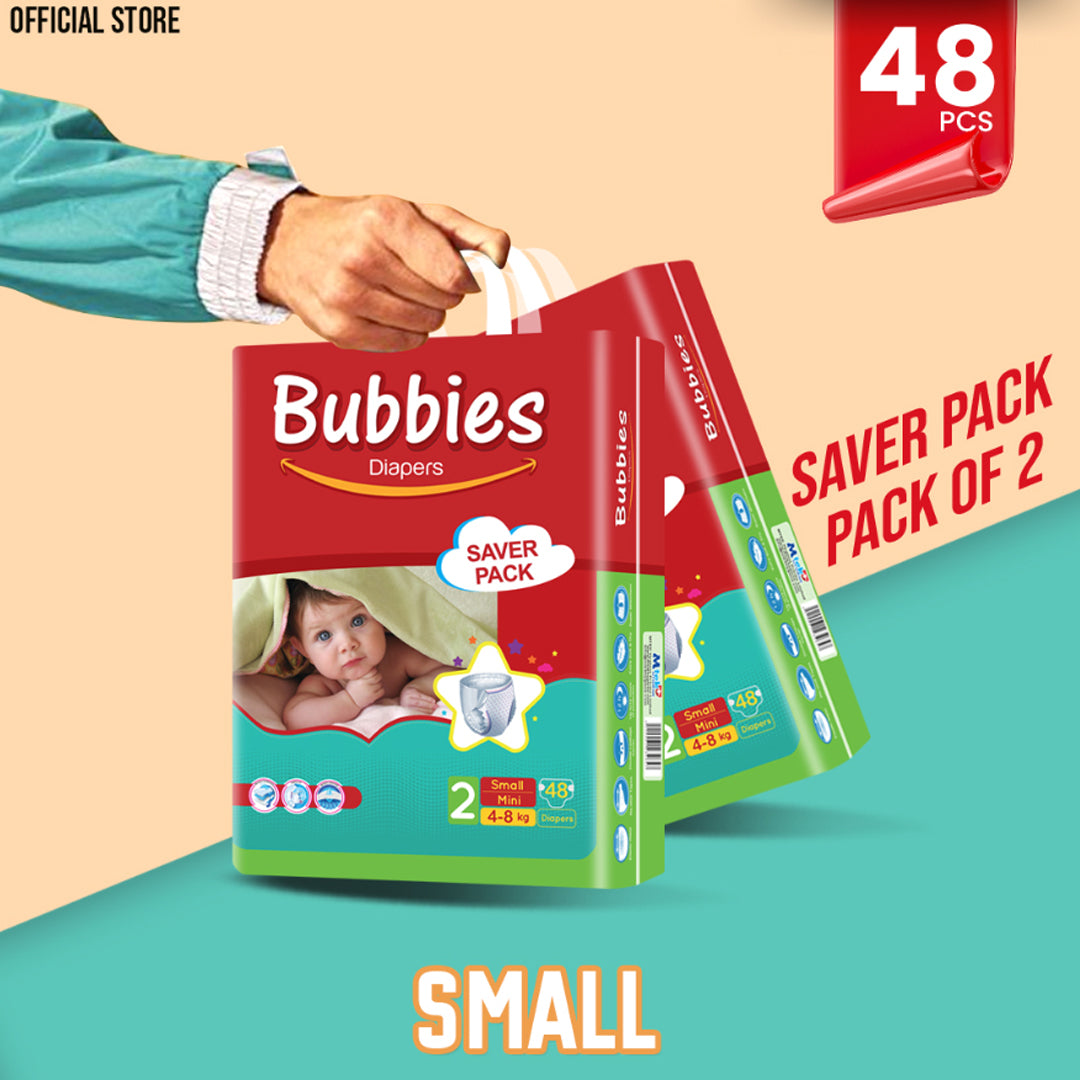 Bubbies Saver Pack Baby Diaper – Size 2, Small – 48 Pcs (Pack of 2)