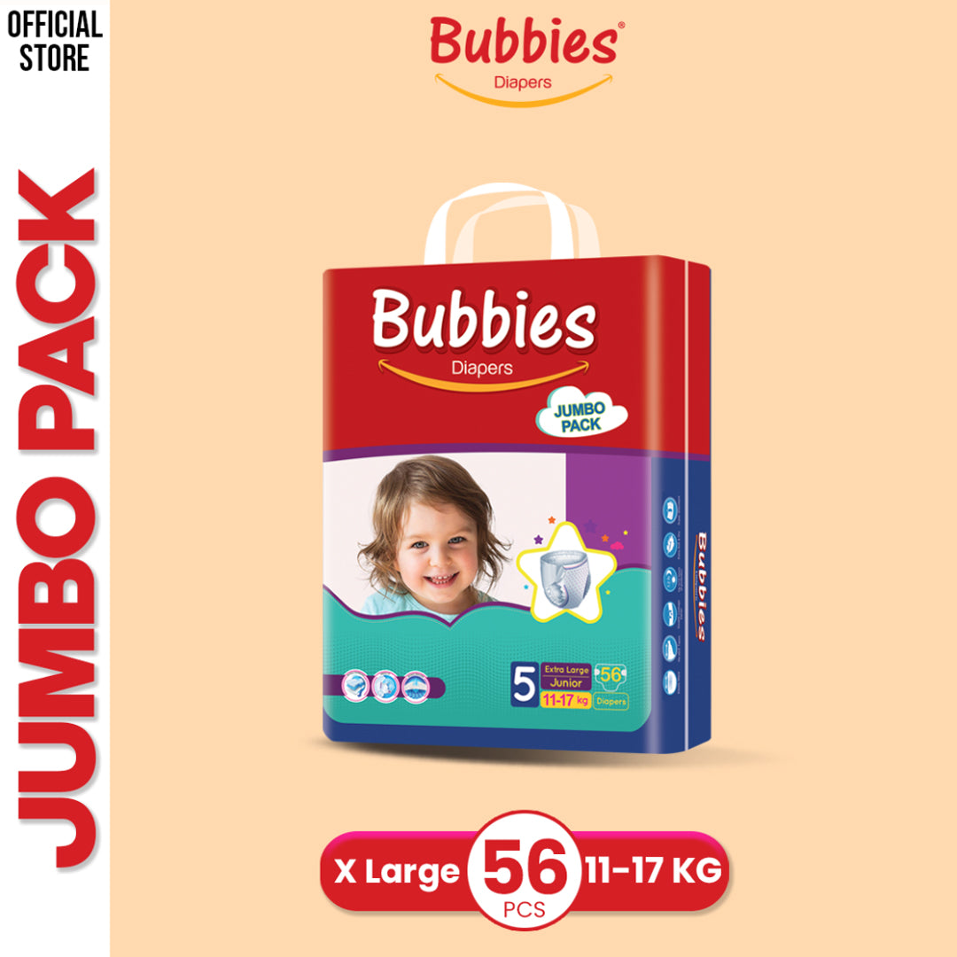 Bubbies Jumbo Pack Baby Diaper – Size 5, X-Large – 56 Pcs