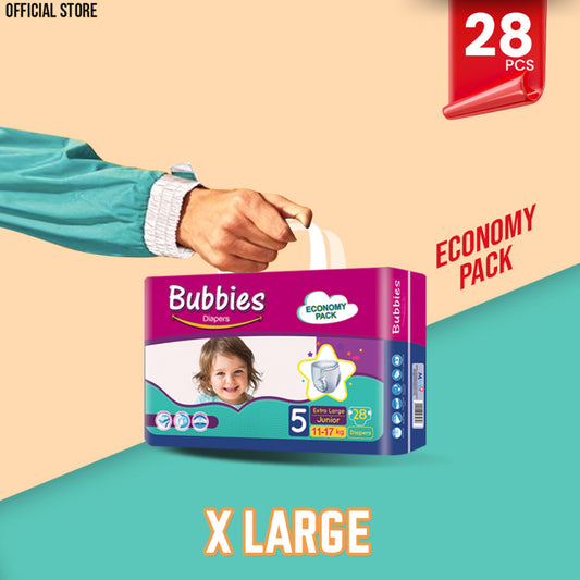 Bubbies Economy Pack Baby Diaper – Size 5, X-Large – 28 Pcs