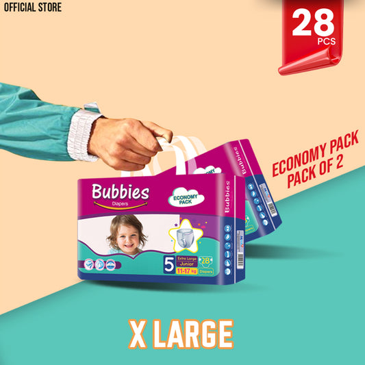 Bubbies Economy Pack Baby Diaper – Size 5, X-Large – 28 Pcs (Pack of 2)